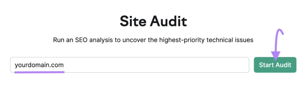 Start Audit در سایت semrush